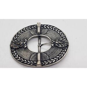 Vintage ARMANI Silver Belt Buckle Big Fancy Leaf Motif Made in Italy Big Chunky